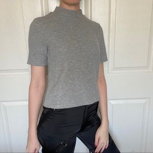 Zara Grey Ribbed Light weight Sweater Crop Top
